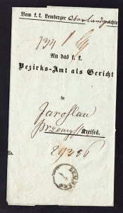 Lwów-Jarosław obwoluta listu 1857 rok