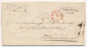 Warszawa - Kalisz obwoluta listu z treścią 1858 rok