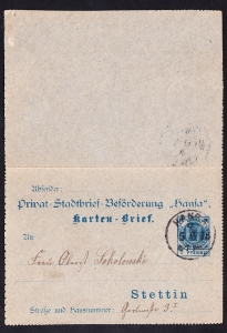 Hansa Stettin ( Szczenin ) sekretnik 1898 rok