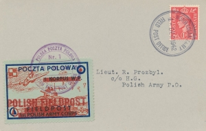 Polska Poczta Polowa nalepka kartka 1942 rok