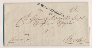 Wrocław ( Breslau ) obwoluta listu z treścią 1825 rok