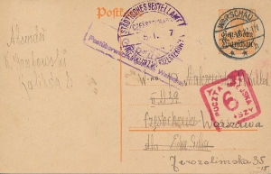 Warszawa - Częstochowa całostka opłaty za doręczenie 1916 rok gwarancja
