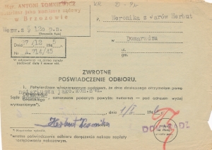 Domaradz stempel prowizoryczny 1946 rok