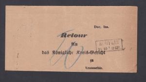 Kobylin-Krotoszyn obwoluta listu urzędowego 1875 rok