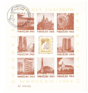 Nalepka-arkusik cięty, brązowy EWZS Wrocław 1963