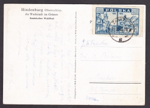 0381 B1 belka w oknie pocztówka Zabrze 1947 rok