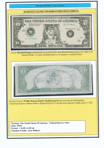 Solidarność Walcząca - banknoty drugiego obiegu - Ronald Regan 1984 rok