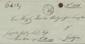 Rawicz-Gostyń obwoluta listu z treścią 1837 rok