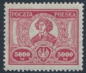 0166 av karminowoczerwony papier bardzo cienki ZG 12¾:12½ gwarancja czysty**