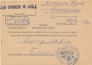 Święczany k/Biecza stempel prowizoryczny 1946 rok