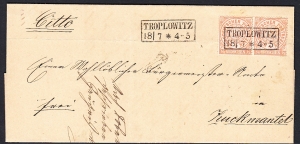 Norddeutscher Bund Mi.14 koperta kasownik Troplowitz (Opawica)-Złote Góry 1870 rok