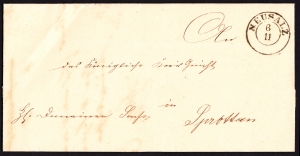 Nowa Sól-Szprotawa obwoluta listu z treścią 1850 rok