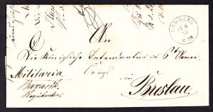 Prussen Namslau-Breslau obwoluta listu z treścią 1870 rok