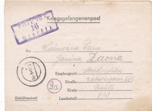 Oflag VII A - Bielsko listownik formularz 1944 rok