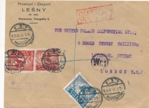 0084 koperta listu poleconego zagranicznego cenzura wojskowa 1921 rok