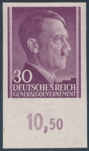 GG 079 nieząbkowany czwórka czysty** Portret A.Hitlera na jednolitym tle
