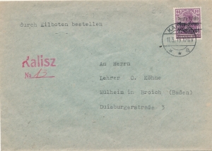 0016 II B12 Pelska koperta listu zagranicznego Kalisz 1919 rok