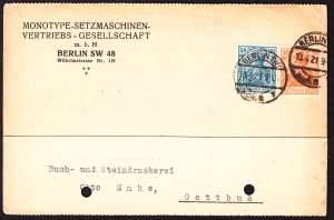 Deutsches Reich Mi.141 kartka  Berlin 1921 rok