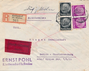 Wrocław - Berlin koperta listu 1935 rok