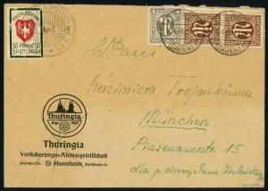 Poczta Międzyobozowa Ettlingen koperta listu 1946 rok gwarancja 