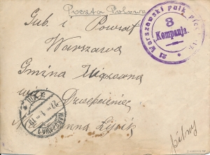 Poczta Polowa koperta listu 1919 rok gwarancja