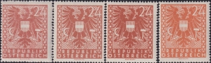 Austria Mi 0707 odmiany czyste** Rysunek herbu
