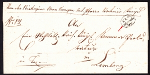 Wieliczka-Lwów obwoluta listu z treścią 1838 rok