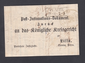 Poniec-Leszno obwoluta listu urzędowego 1868 rok