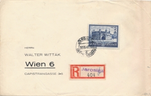 GG 063 koperta listu zagranicznego Jarosław-Wiedeń