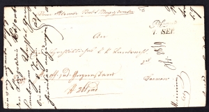 Pilzno-Tarnów obwoluta listu z treścią 1847 rok