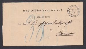 Borek-Koźmin Wielkopolski obwoluta listu urzędowego 1889 rok