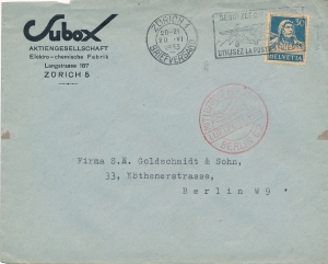 Szwajcaria koperta listu lotniczego 1933 rok