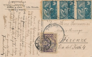 0125+135 pocztówka Kraków-Florencja 1922 rok