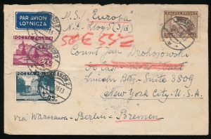 0218 koperta listu lotniczego do USA 1936 rok