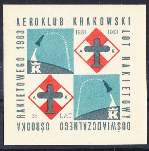 Nalepka-arkusik Aeroklub Krakowski Lot Rakietowy 1963