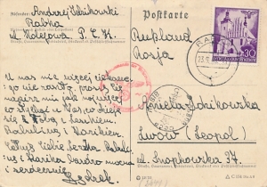 GG 046 kartka Rabka-Lwów cenzura 1941 rok