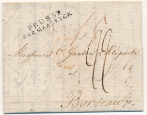 Szczecin - Bordeaux obwoluta listu z treścią 1804 rok