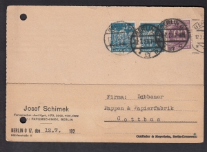 Deutsches Reich Mi.239+268 kartka stempel Berlin 1923 rok