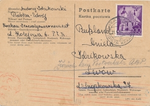 GG 046 kartka Rabka-Lwów zwrot cenzura 1941 rok