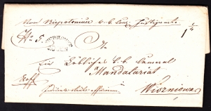 Niepołomnice-Wiśniowa obwoluta listu z treścią 1848 rok