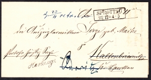 Szprotawa obwoluta listu urzędowego 1842 rok