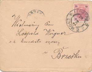 Lwów-Brzesko koperta listu 1901 rok