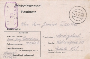 Oflag VII A - Bielsko kartka formularz 1942 rok