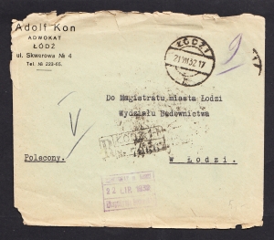 0213 koperta listu stempel Łódź 1 1932 rok