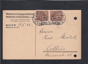 Deutsches Reich Mi.161 kartka stempel Berlin 1922 rok