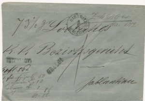 Bistritz - Jabłonków koperta listu wartościowego 1882 rok - Zaolzie