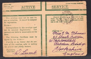 Anglia koperta stempel poczty wojskowej 1918 rok