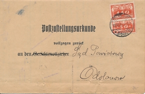 U8 obwoluta listu urzędowego 1920 rok