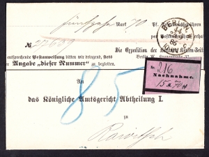 Berlin-Rawicz obwoluta listu urzędowego 1886 rok