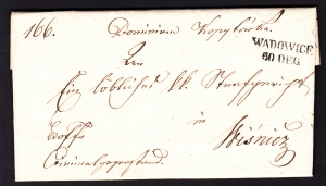 Wadowice-Wiśnicz obwoluta listu z treścią 1850 rok